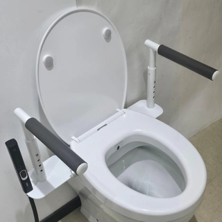Toilet Rise Assist Grab Bar, Anti-Slip Safety Handrail for Elderly Bathroom, Adjustable Toilet Support Frame