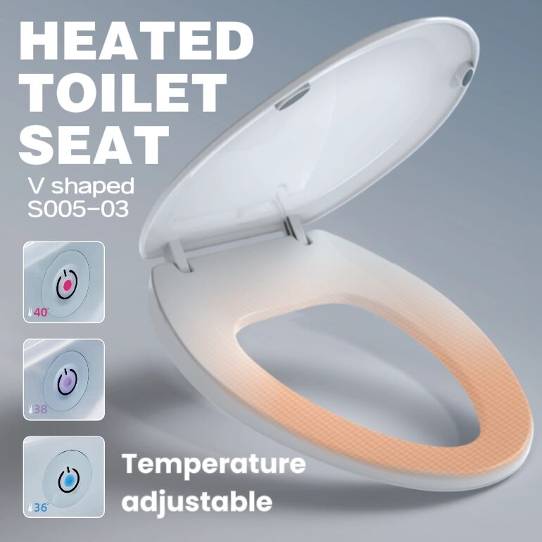 PP Heated Toilet Seat New V Shape Toilet Seat Temperature Adjustable Slow-Close Toilet Seats