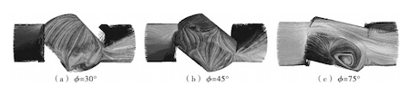 Internal streamline distribution of the ball valve at different opening angles during the opening process