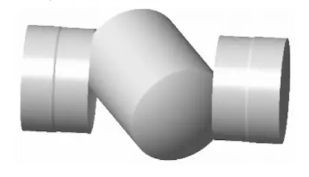 Fluid domain model of a ball valve with an opening angle of 30°