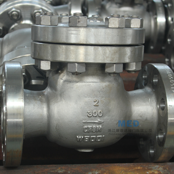 2 Inch 300 LB Swing Check Valve, ASTM A351 CF8M, API 6D, RF