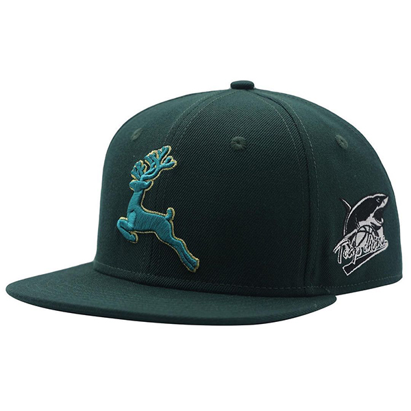 Custom 6 Panel 3D Embroidery Logo Flat Brim Fitted Cap
