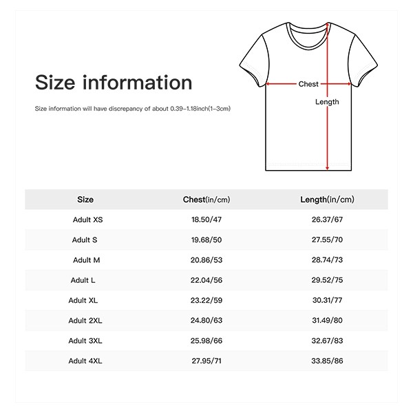 Size of T shirt