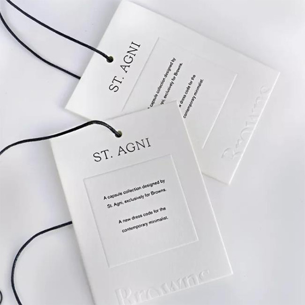 Custom Special 1mm Thick Embossed Logo White Paper Hang Tag