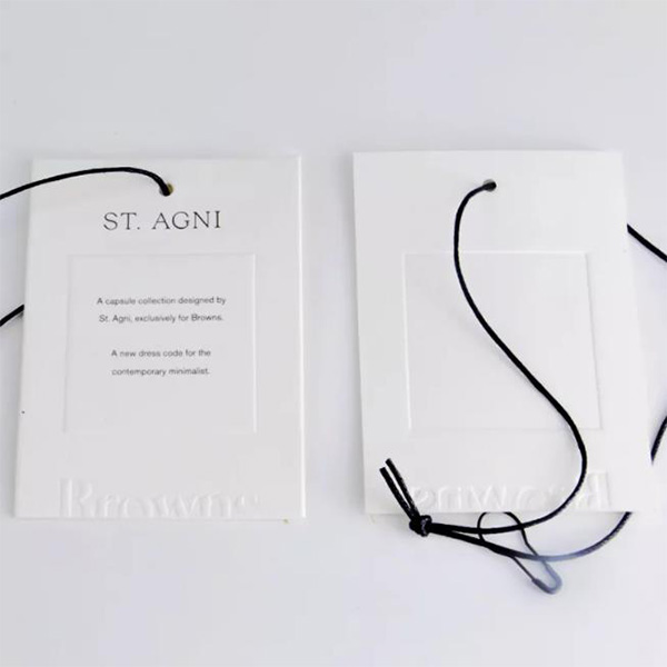 Custom Special 1mm Thick Embossed Logo White Paper Hang Tag