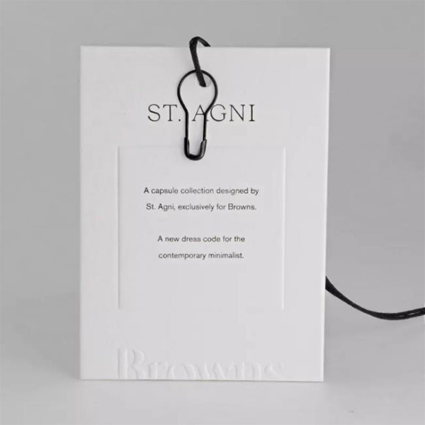 Custom Special 1mm Thick Embossed Logo White Paper Hang Tag