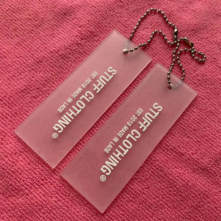 Embossed Logo Transparent PVC Rubber Hangtag With Metal Ballchain