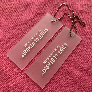 Embossed Logo Transparent PVC Rubber Hangtag With Metal Ballchain