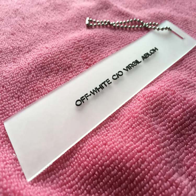 Embossed Logo Transparent PVC Rubber Hangtag With Metal Ballchain
