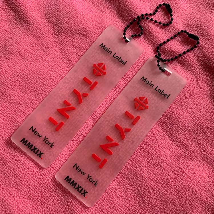 Embossed Logo Transparent PVC Rubber Hangtag With Metal Ballchain