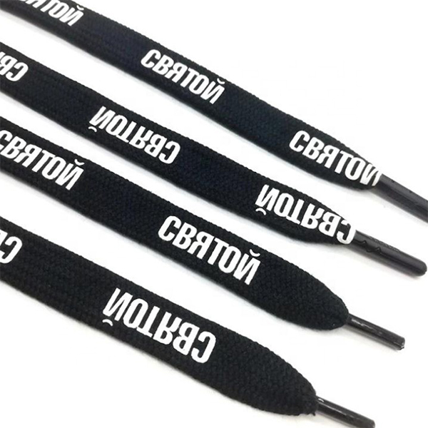 Custom Logo Printed Shoelace Flat Drawcord