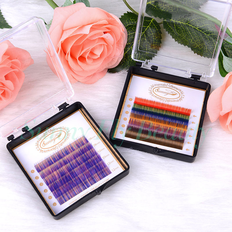 Rainbow Eyelash Extension, Korean PBT Fiber, Handmade
