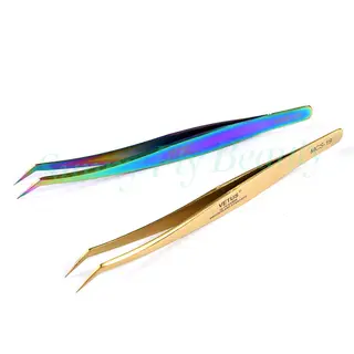 Custom Logo Eyelash Tweezers, Straight & Curved Type