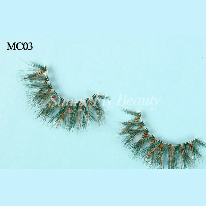 3D Colored Siberian Mink Fur Eyelashes, Multi-layered