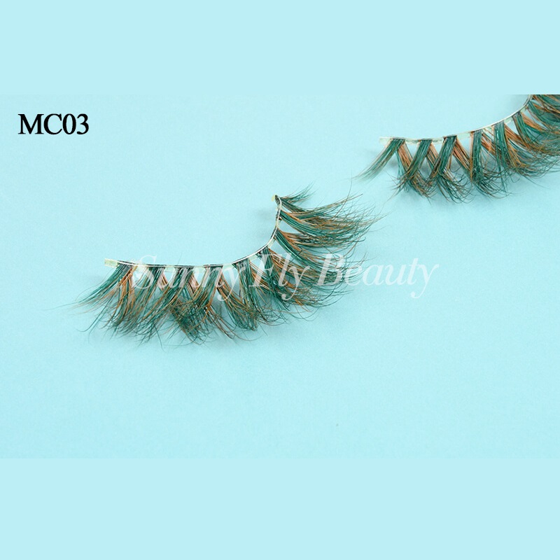 3D Colored Siberian Mink Fur Eyelashes, Multi-layered