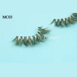3D Colored Siberian Mink Fur Eyelashes, Multi-layered