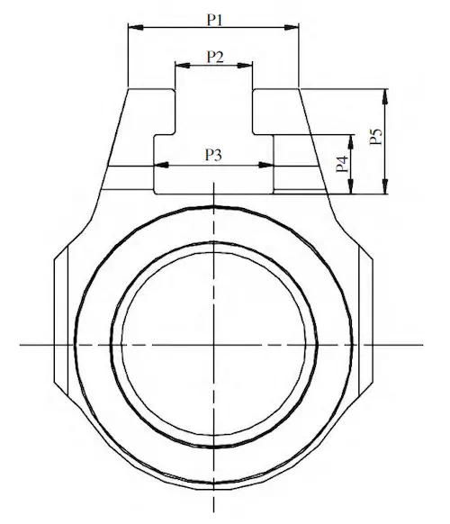 Measurement diagram of the gate plate T-slot