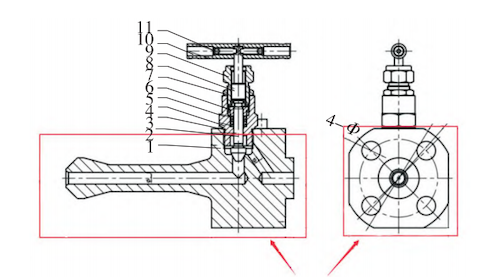 Schematic Diagram of the Welded Flange globe valve