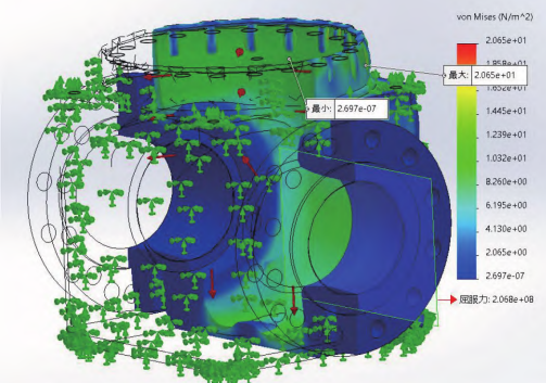 Static stress analysis of the orbital ball valve bodies