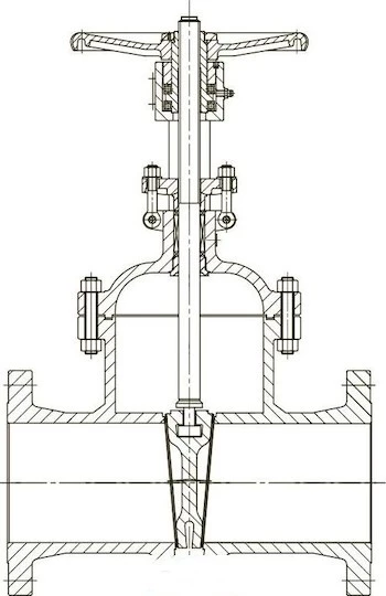 Rising stem single wedge gate valves