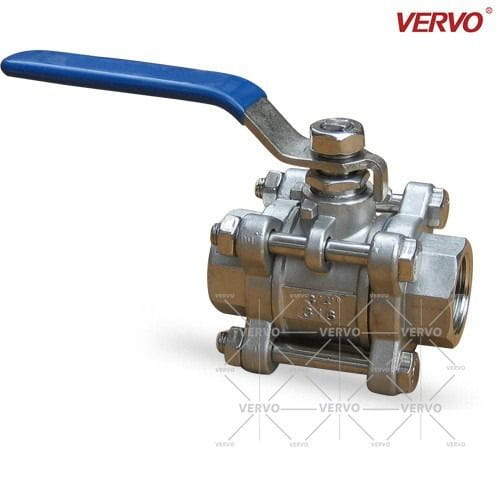 SS 316 Ball Valve, 3PCS, 3/4 Inch, 1000 PSI, API 608, NPT