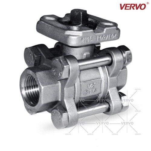 Three-Piece Direct Mount Ball Valve, SS 316, 1/2IN, 1000 PSI