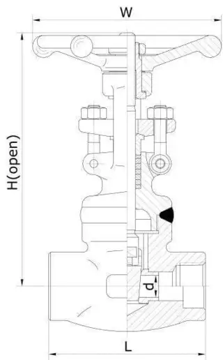 Forged Carbon Steel Gate Valve DN40 Full Port ASTM A105N CL1500 Solid Wedge 5