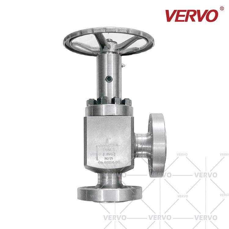 90 Degree Angle Globe Valve, ASTM A182 F304L, 2 Inch, 900 LB