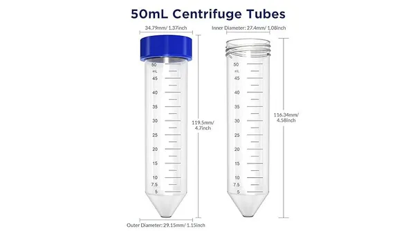 Lab Centrifuge Tubes, Conical Bottom, Sterile, 50 mL, Clear | Pulse