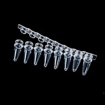 Flat Cap PCR 8-Strip Tube, Polypropylene, Thin Wall, 0.2 ML