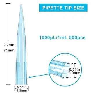 Laboratory Sterile Plastic Liquid Pipette Tips, 1000 µL