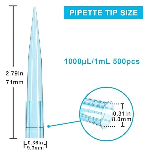 Laboratory Sterile Plastic Liquid Pipette Tips, 1000 µL