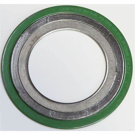 Gasket 4". SS 316 SPR WND GRAPHITE FILL 3.2MM THK 316SS INNER/OUTER RING CL900 ASME B16.20