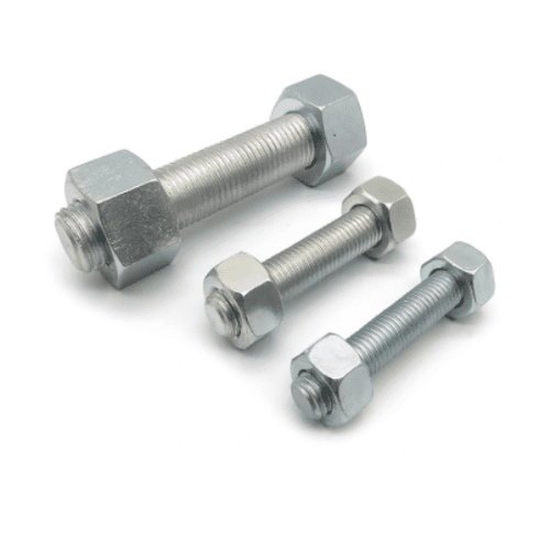 A193 B7 Galvanized Steel Long Stud Bolt with Two Nuts 10 Inches
