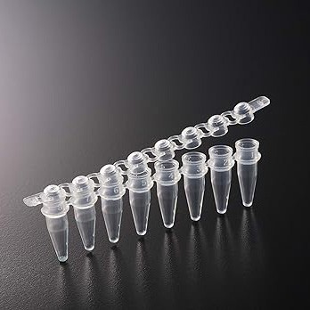 8 Strip PCR Tubes, Ultra-clear Flat Caps, Thin Wall, 0.2 mL