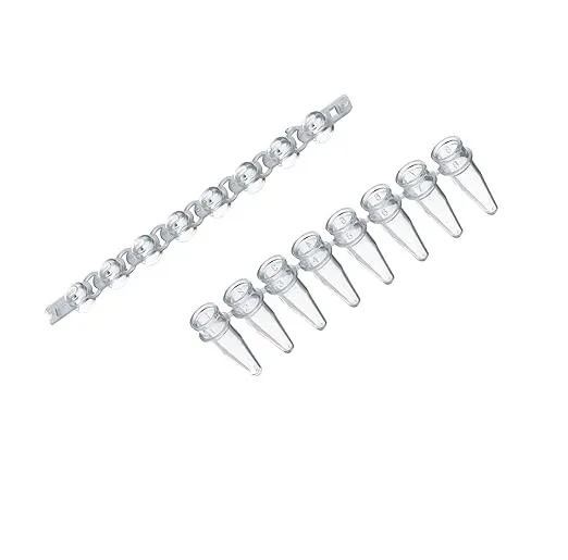 Dome-shaped 8 Strip PCR Tube, Endotoxin Free, 0.2 mL, Clear