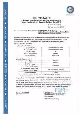 API 607 Fire Safe(Ball)-TUV SUD