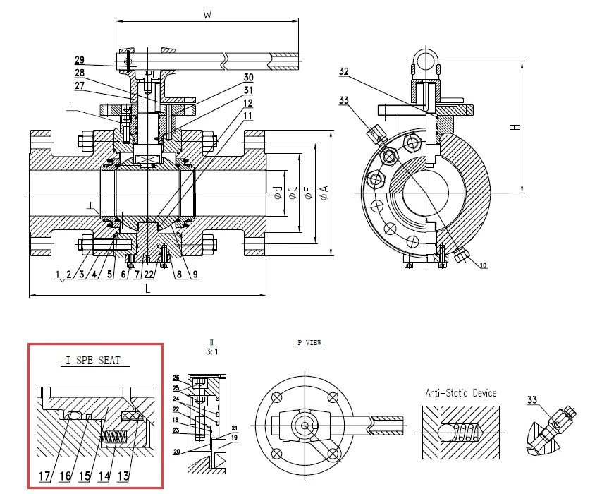 Ball valve tech drawing