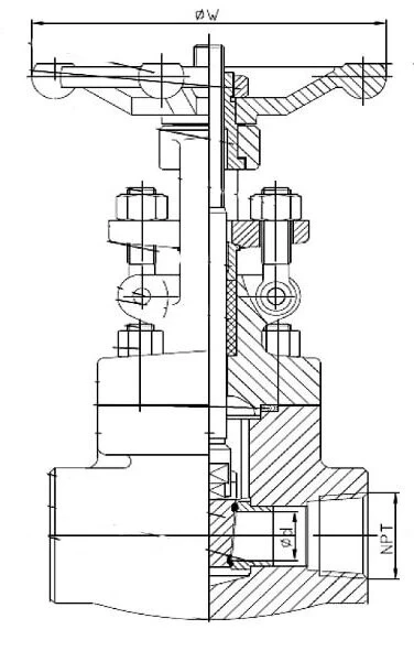 Forged Steel Gate Valves Design Drawing