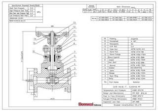 Flanged Forged Gate Valve Tech Drawing