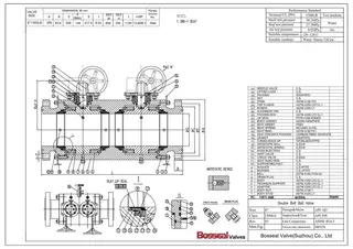 Double Ball Trunnion Ball Valve Tech Drawing