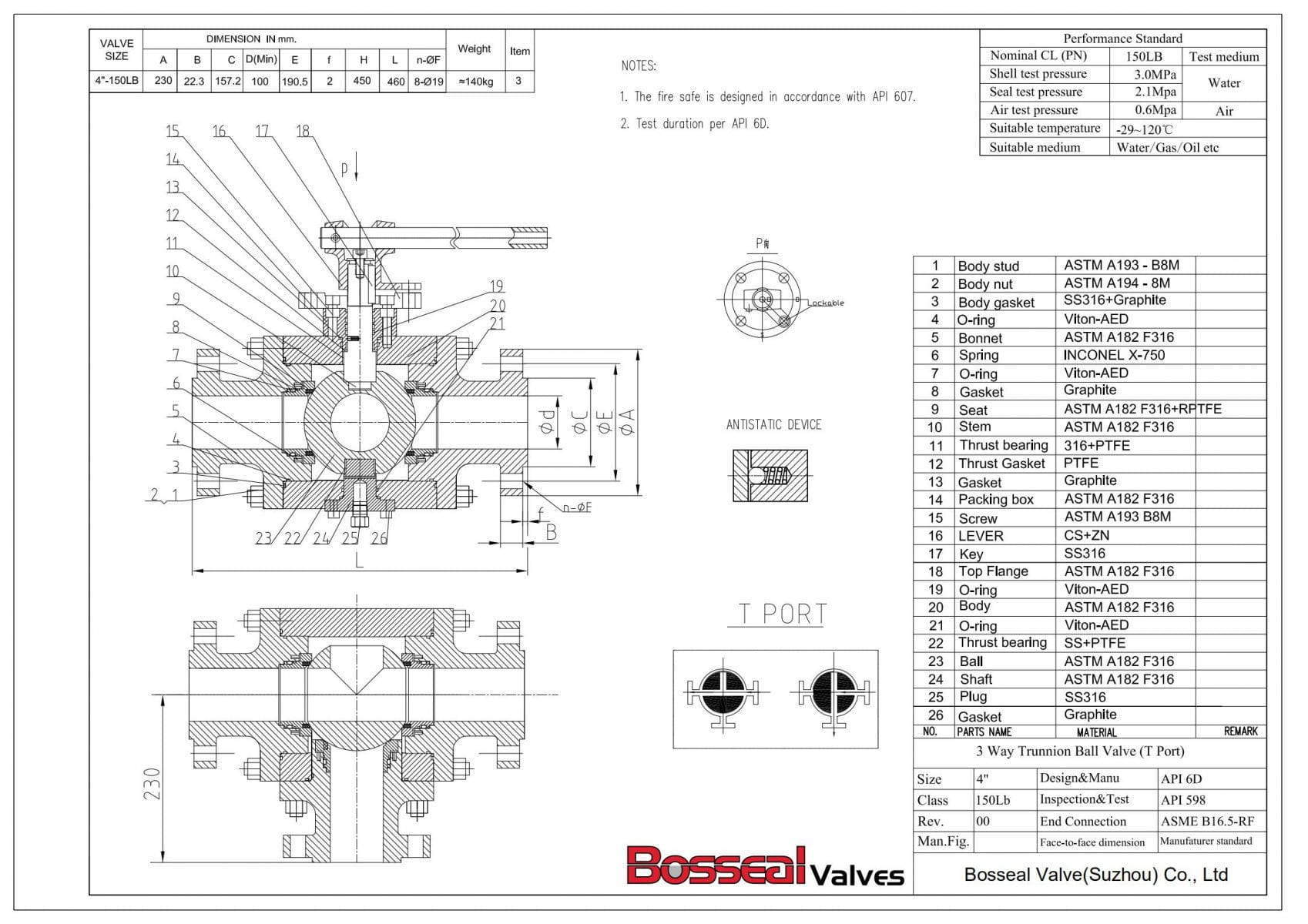 T Port Trunnion Mounted Ball Valve