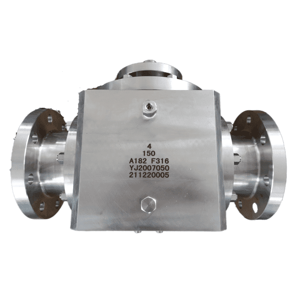 Т-образный трехходовой шаровой кран, ASTM A182 F316, 4 дюйма, 150 фунтов, RF