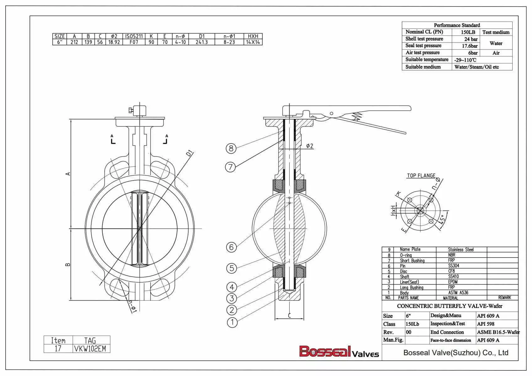 Concentric Butterfly Valve Tech drawing