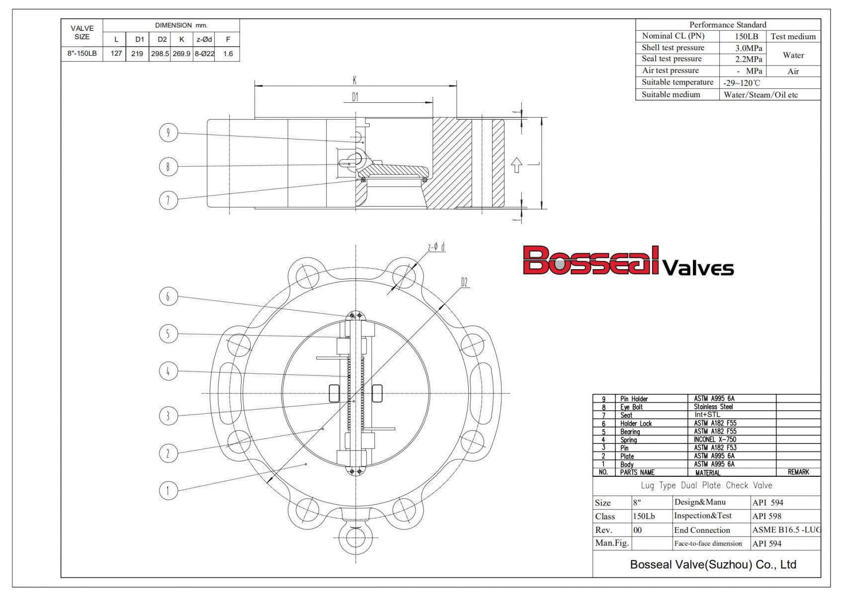 API 6D Check Valve Tech Drawing