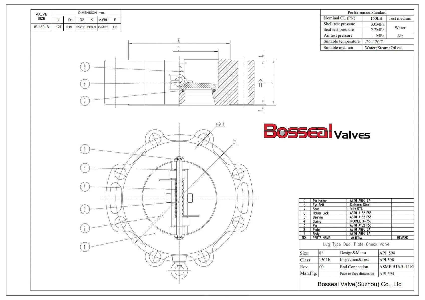 API 6D Check Valve Tech Drawing