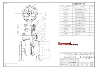 Gear Operated Gate Valve Tech Drawing