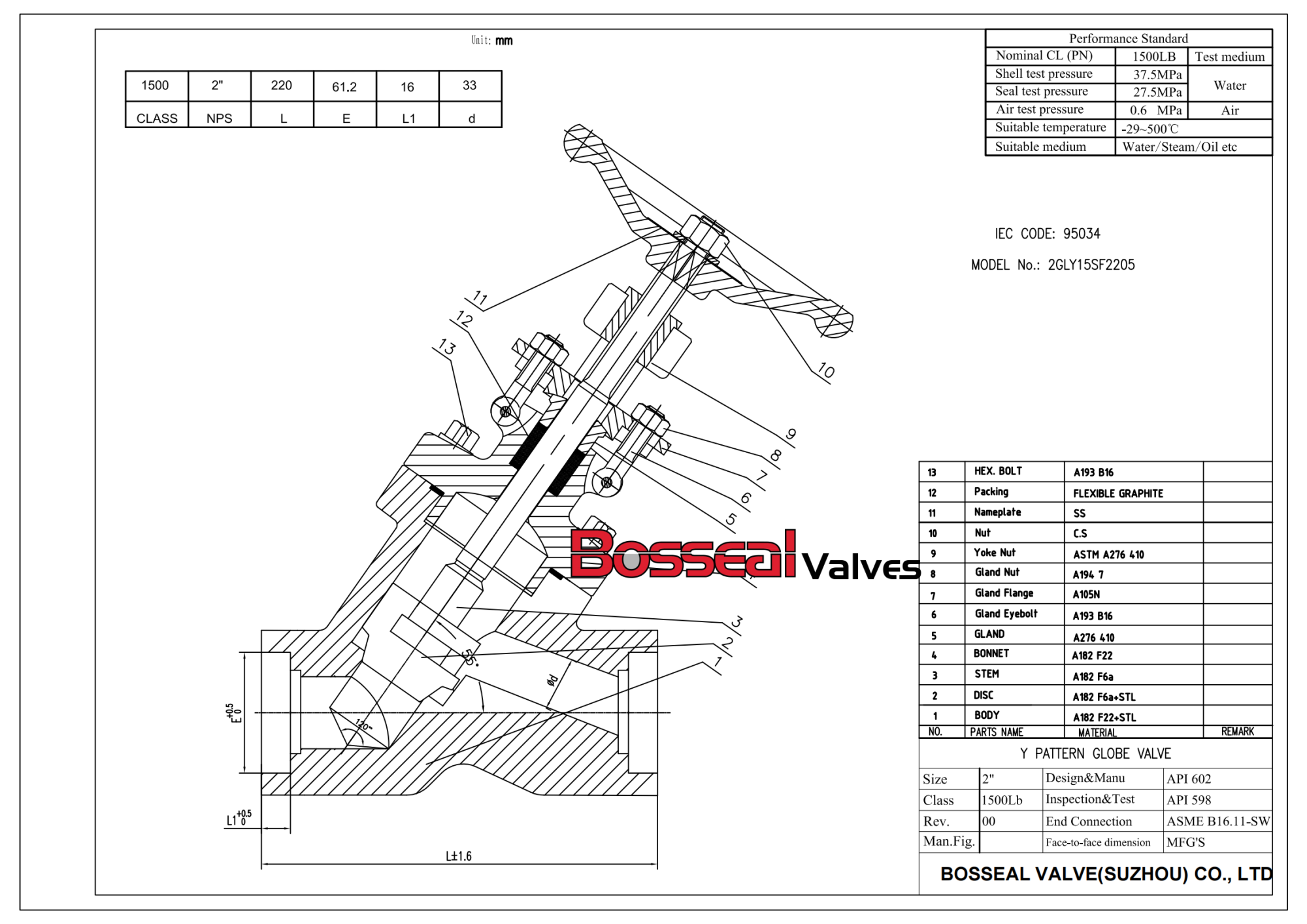 Drawing for Globe Valve