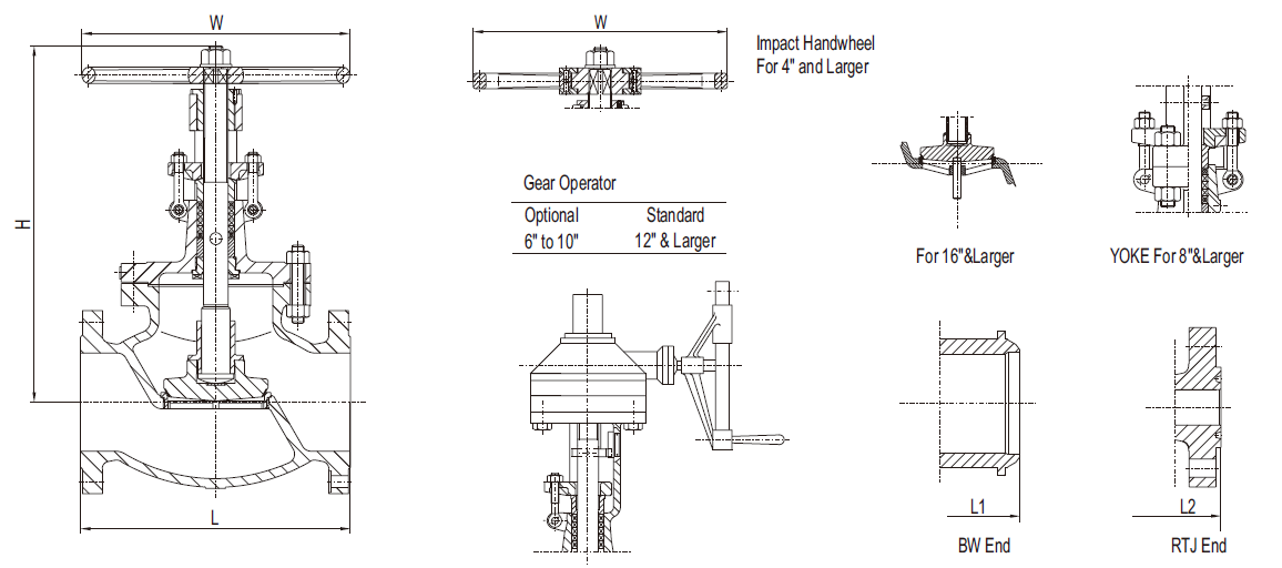 Drawing for Bolted Bonnet Globe Valve