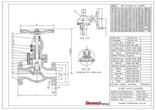 ASTM A216 WCB Globe Valve Tech Drawing